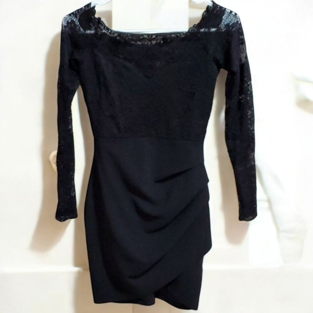 Windsor Black Lace Top Snug Stretch Bottom Dress Sz Small Poly Spandex